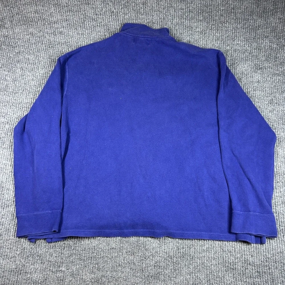 Vintage Polo Ralph Lauren Sweater Mens 2XL Blue Tight Knit Mock Neck Quarter Zip